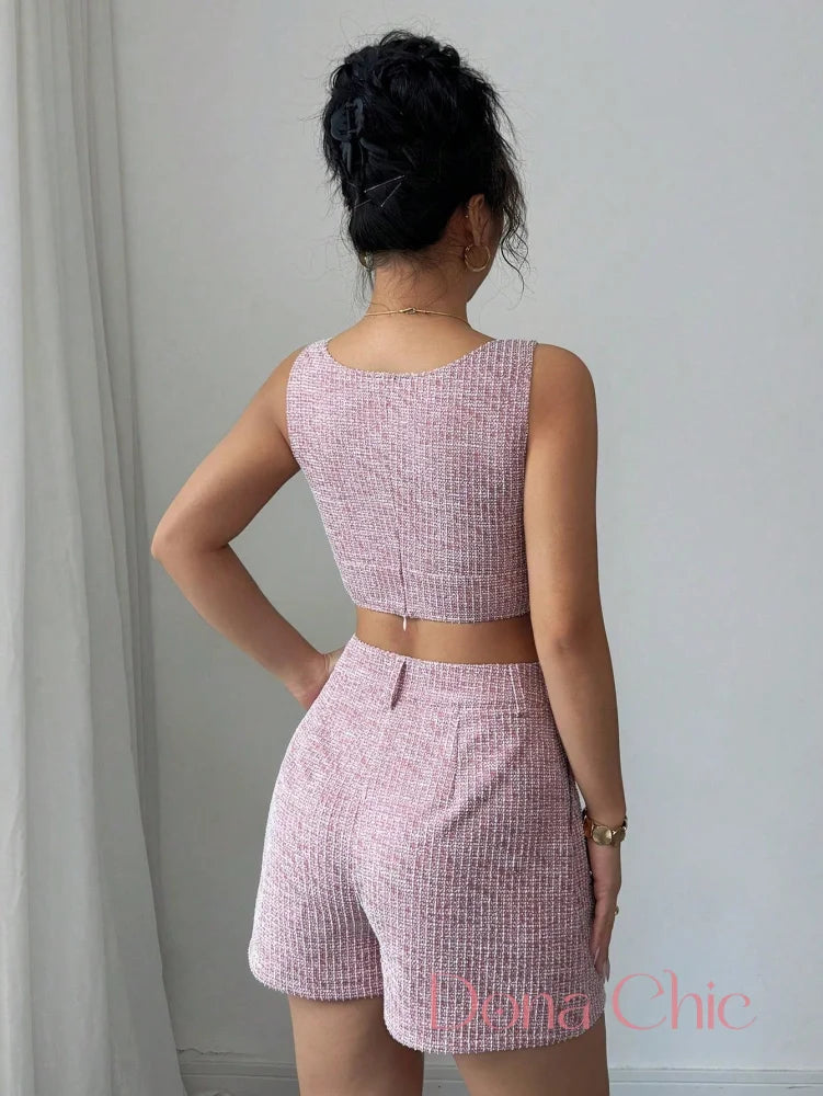 Conjunto Top Com Decote V E Short Alfaiataria Com Cinto Conjunto Top Com Decote V E Short Alfaiataria Com Cinto