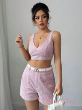 Conjunto Top Com Decote V E Short Alfaiataria Com Cinto P Conjunto Top Com Decote V E Short Alfaiataria Com Cinto